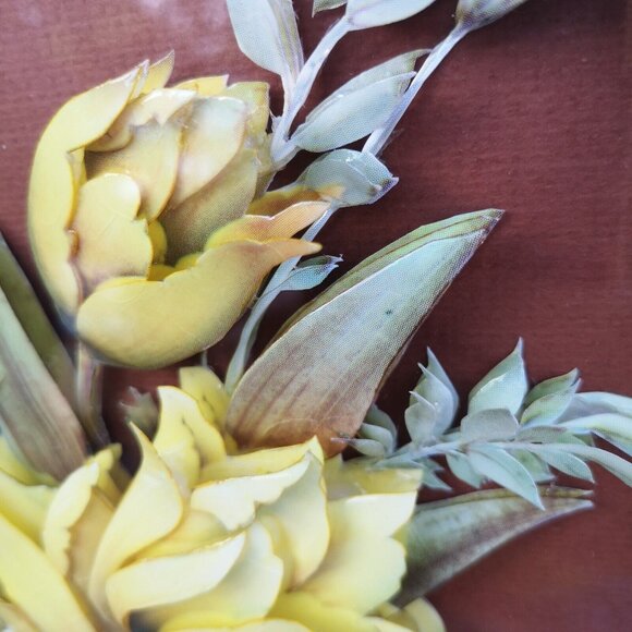 Vintage 3D Decoupage Yellow Tulips Picture In Wooden Frame 14"x12" - Picture 6 of 12